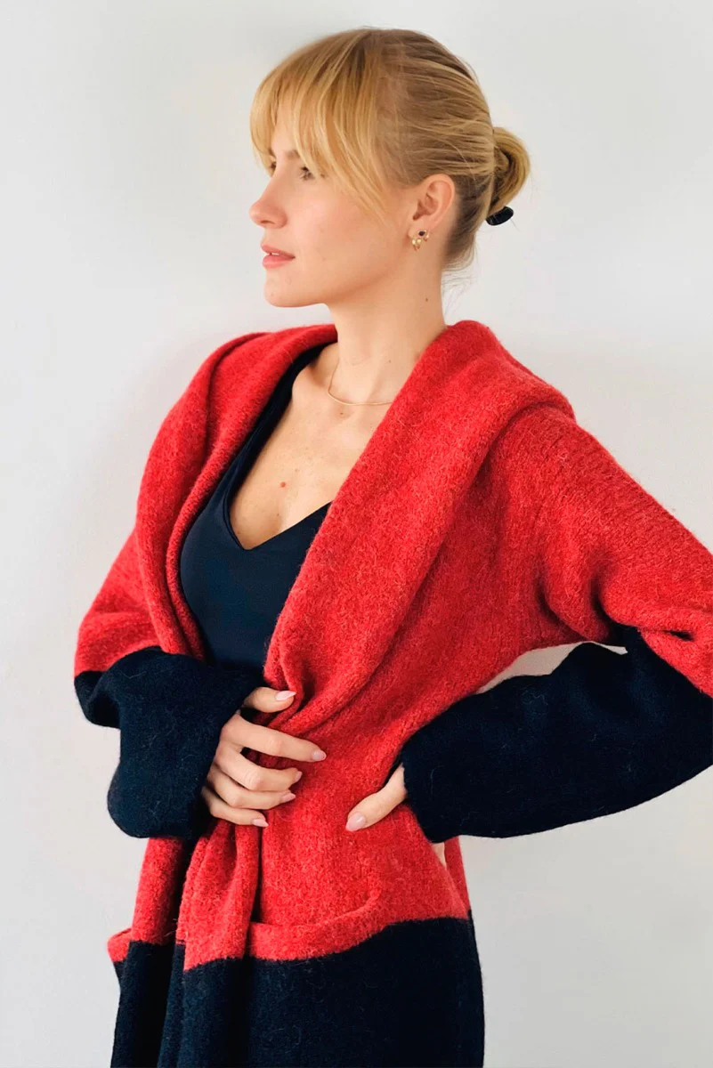 Barbara Hooded Knit Alpaca Coat / Long Cardigan - Image 3