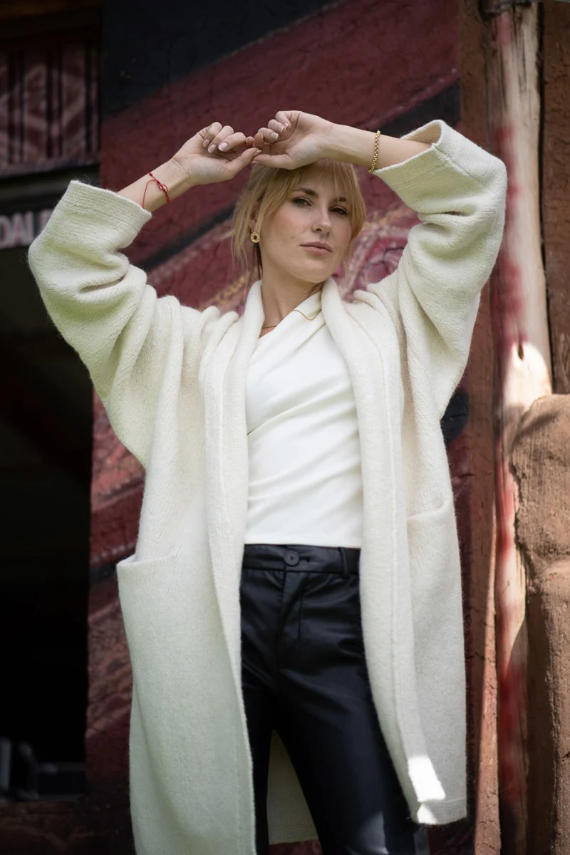 Belen Knit Alpaca Coat / Long Cardigan - Image 3