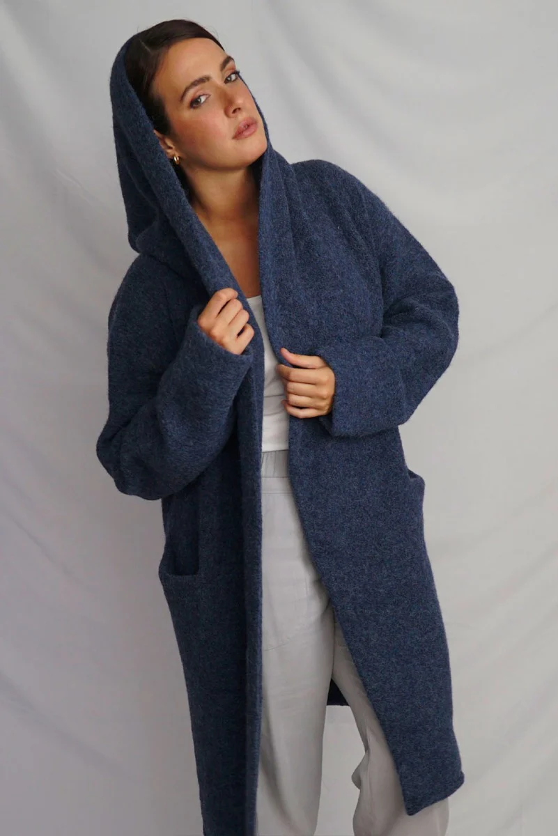 Belen Hooded Knit Alpaca Coat / Long Cardigan - Image 5