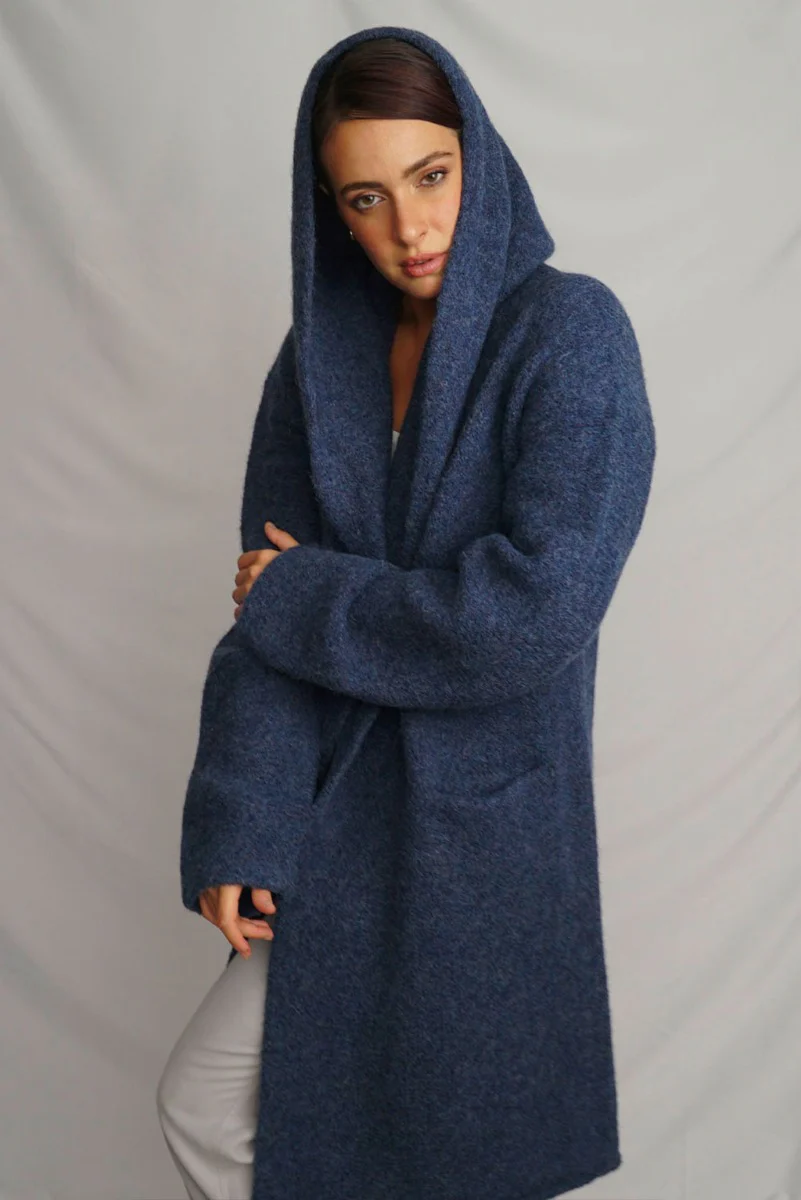 Belen Hooded Knit Alpaca Coat / Long Cardigan - Image 6