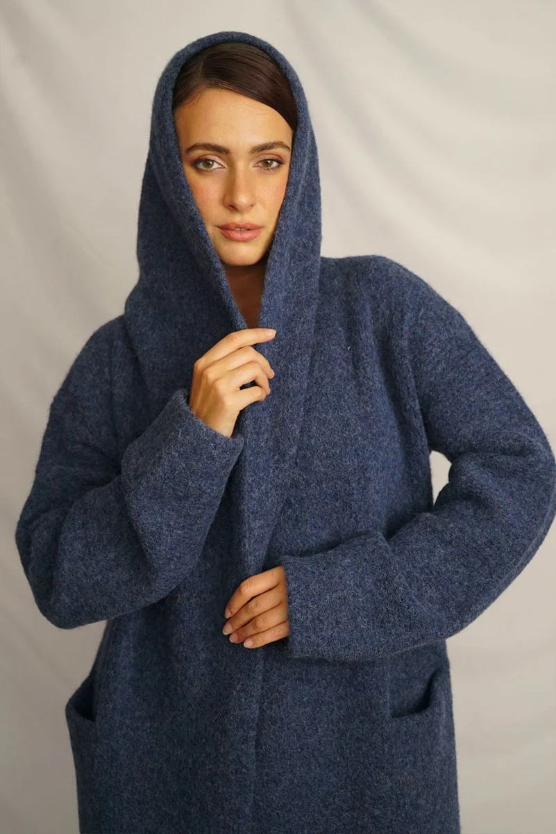 Belen Hooded Knit Alpaca Coat / Long Cardigan - Image 8