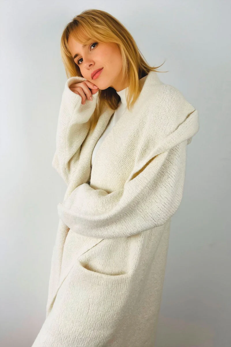 Belen Hooded Knit Alpaca Coat / Long Cardigan - Image 14