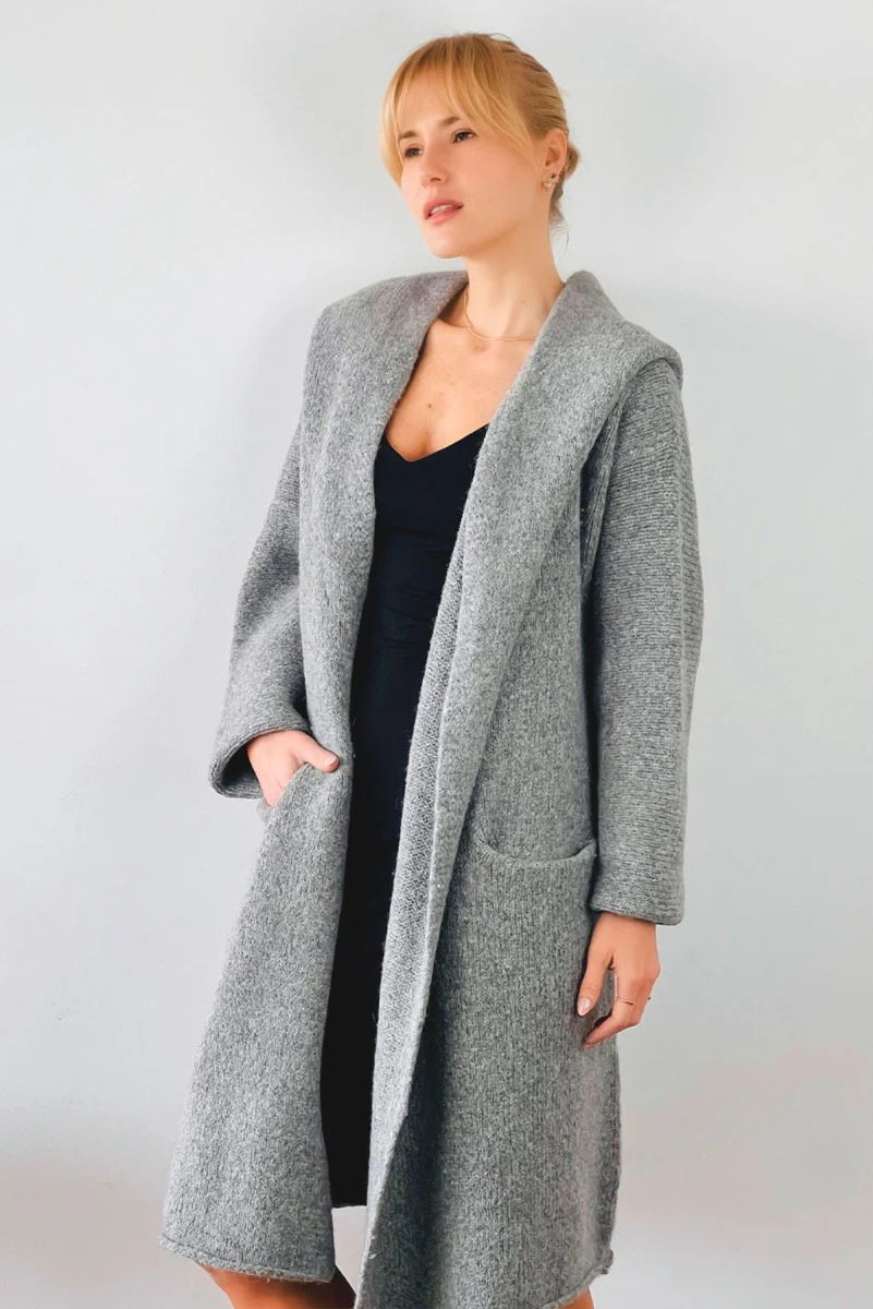 Belen Hooded Knit Alpaca Coat / Long Cardigan - Image 10