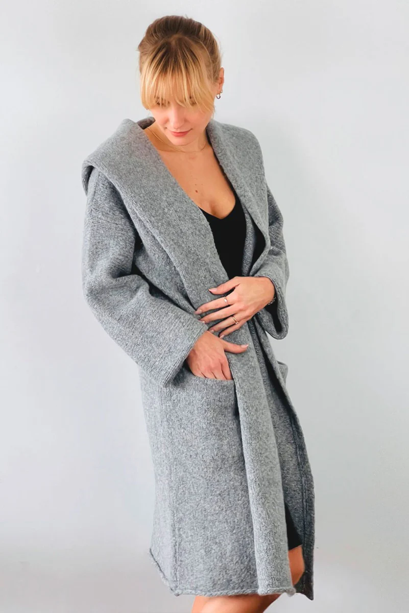 Belen Hooded Knit Alpaca Coat / Long Cardigan - Image 11