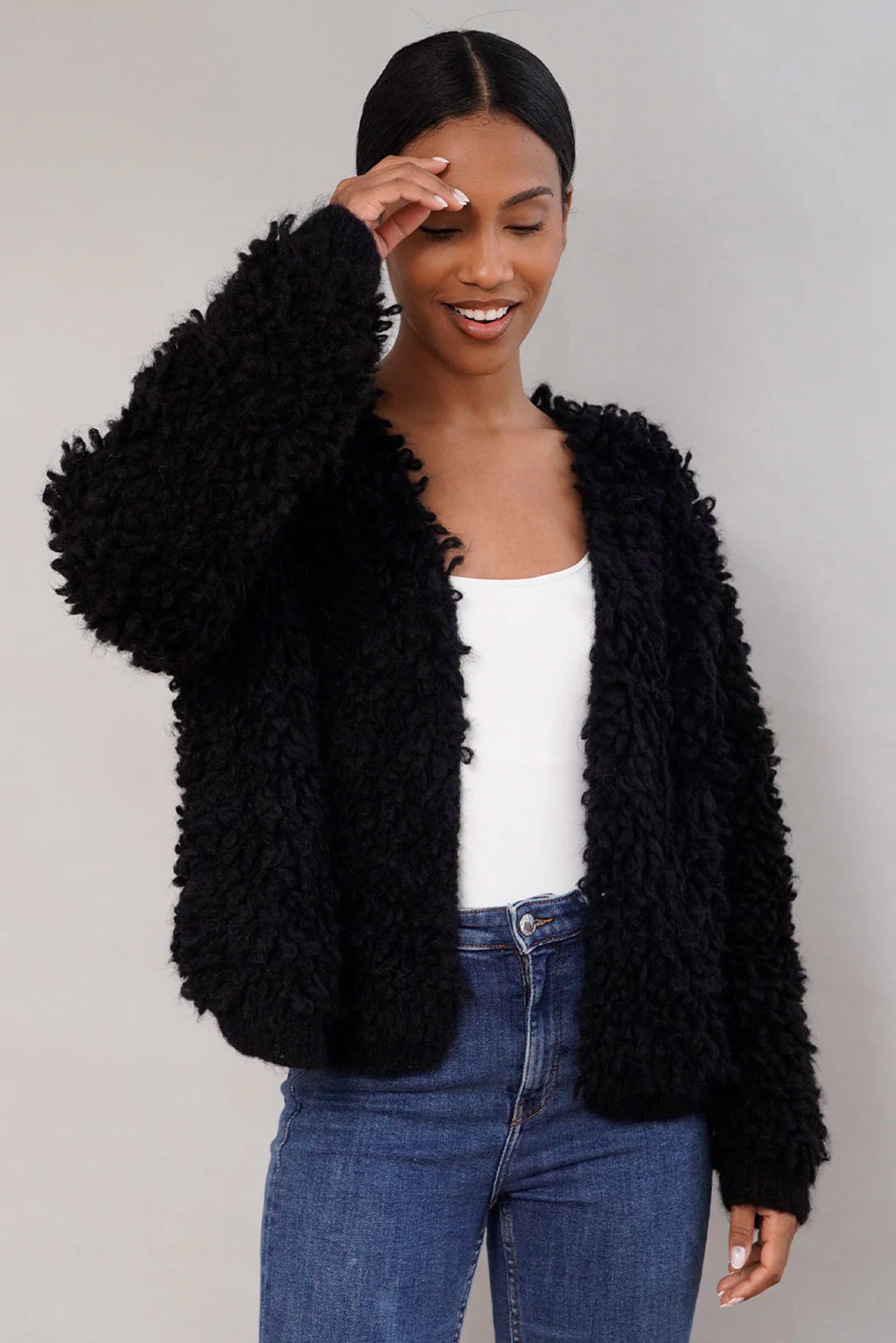 Furry Handknit Alpaca Cardigan - Image 10