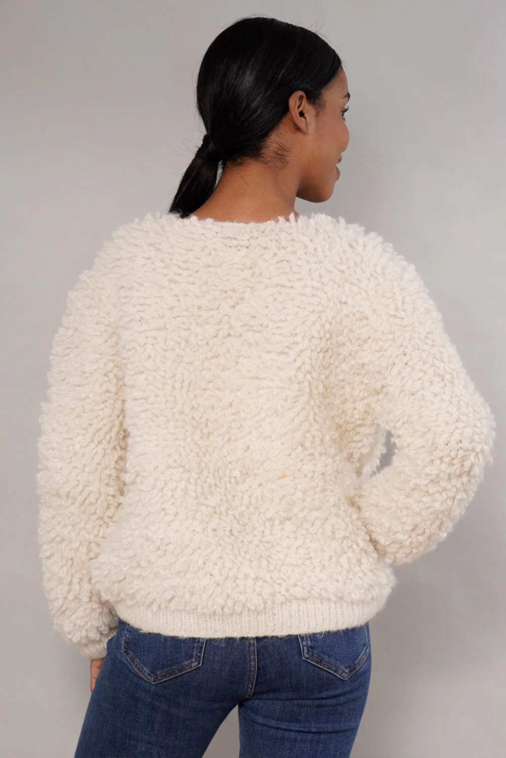 Furry Handknit Alpaca Cardigan - Image 3