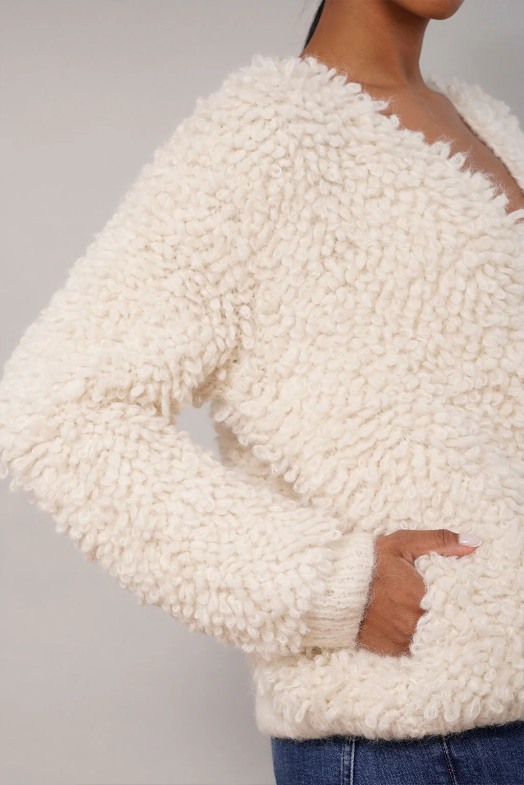 Furry Handknit Alpaca Cardigan - Image 4