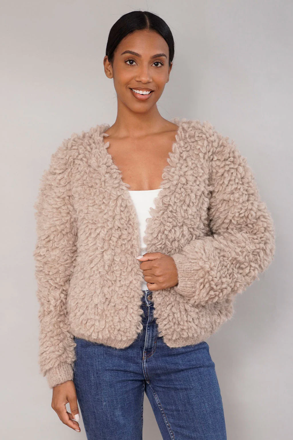 Furry Handknit Alpaca Cardigan - Image 5