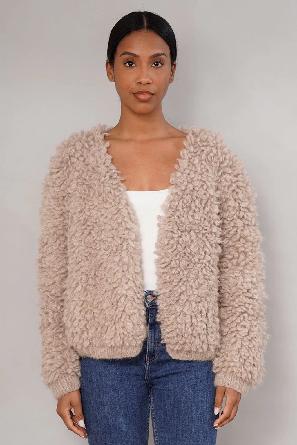 Furry Handknit Alpaca Cardigan - Image 6