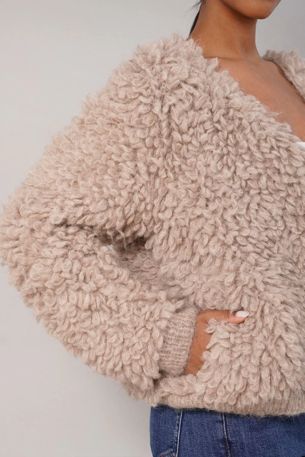 Furry Handknit Alpaca Cardigan - Image 8