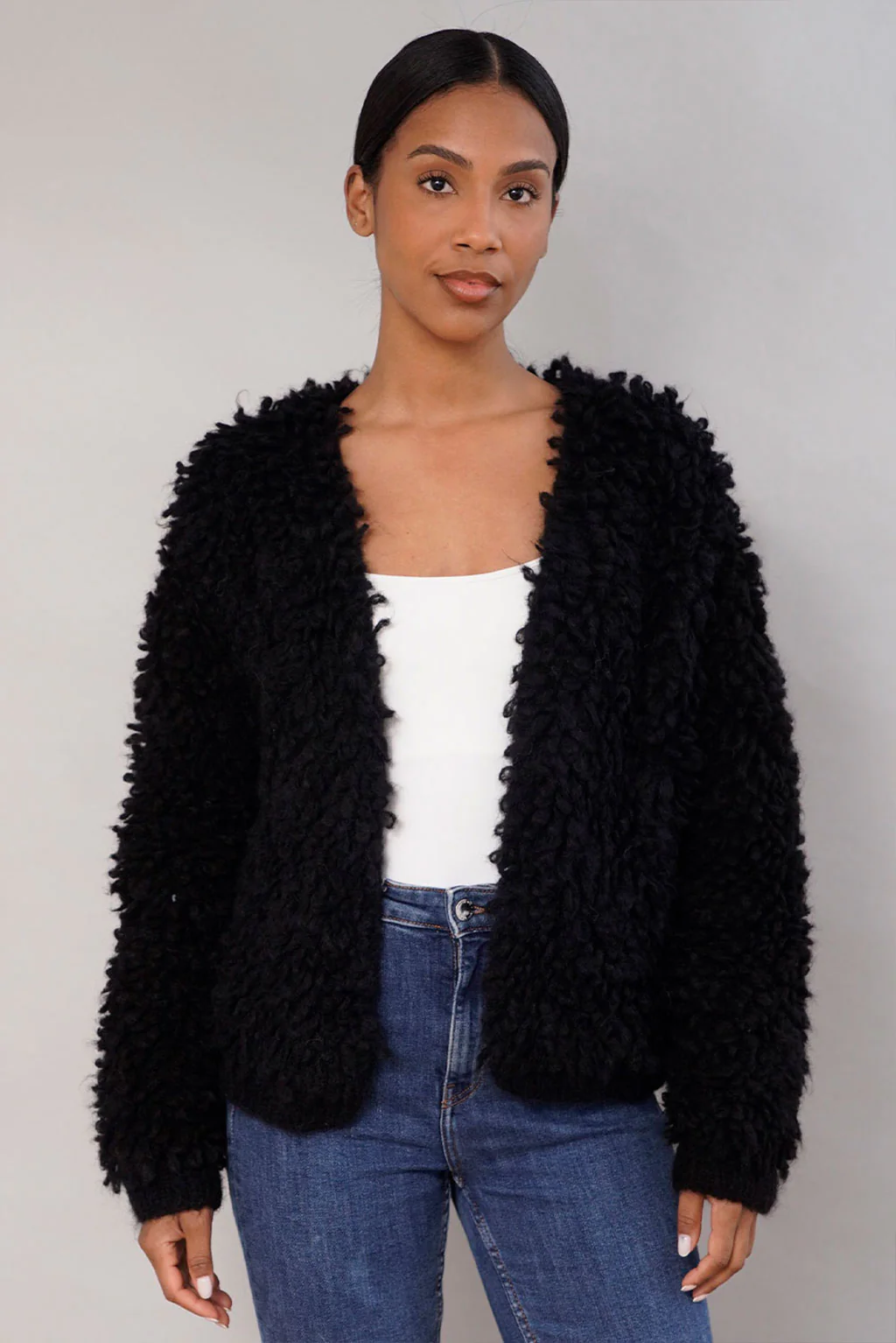 Furry Handknit Alpaca Cardigan - Image 9