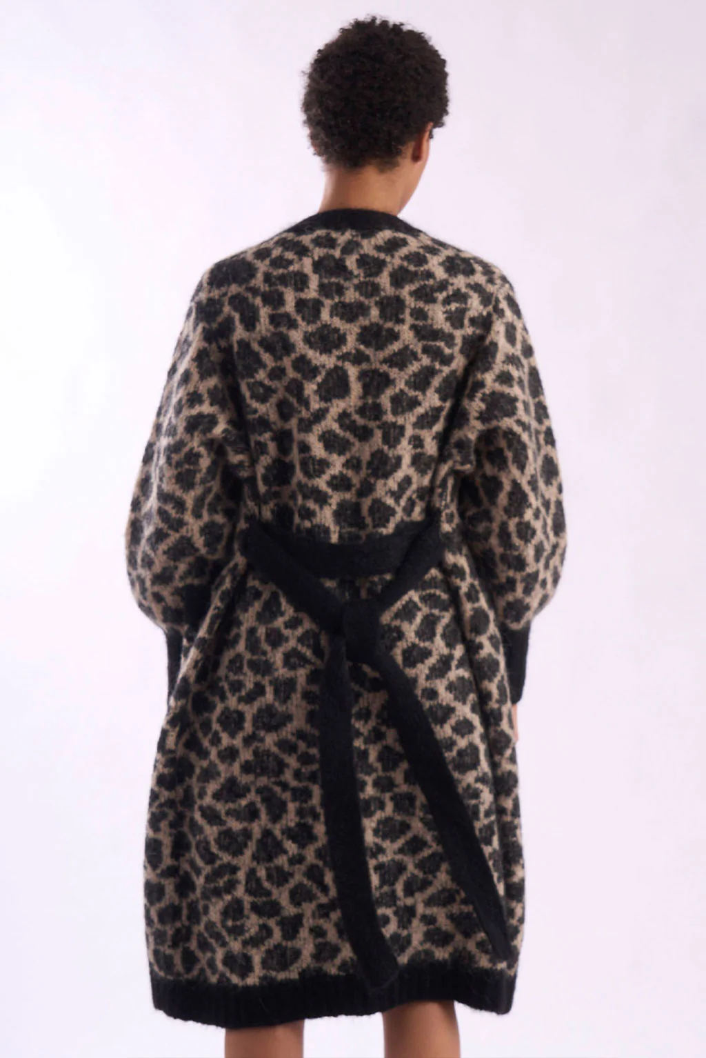 Leopard Print Long Alpaca Cardigan - Image 6