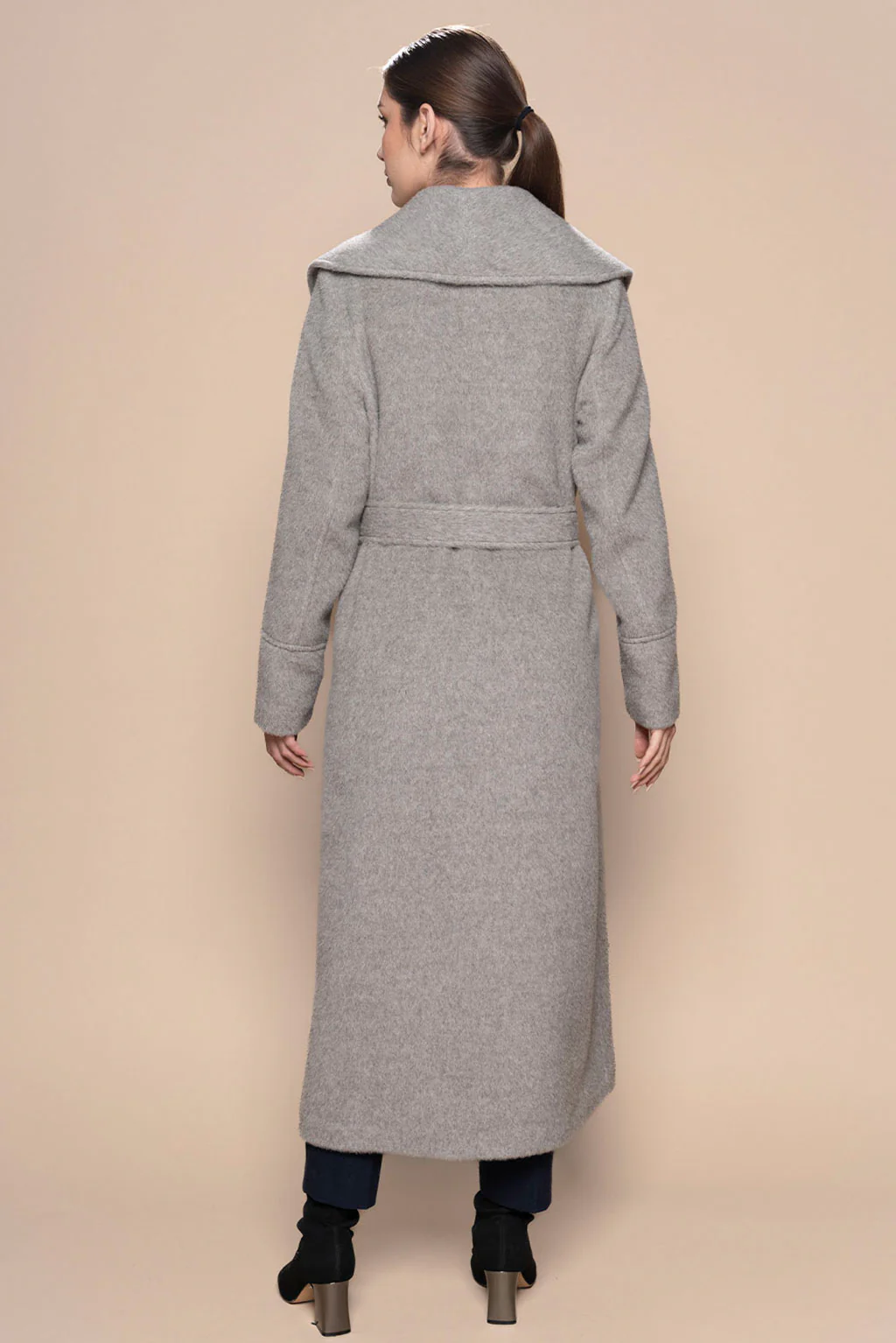 Long Belted Eco Alpaca Coat - Image 3