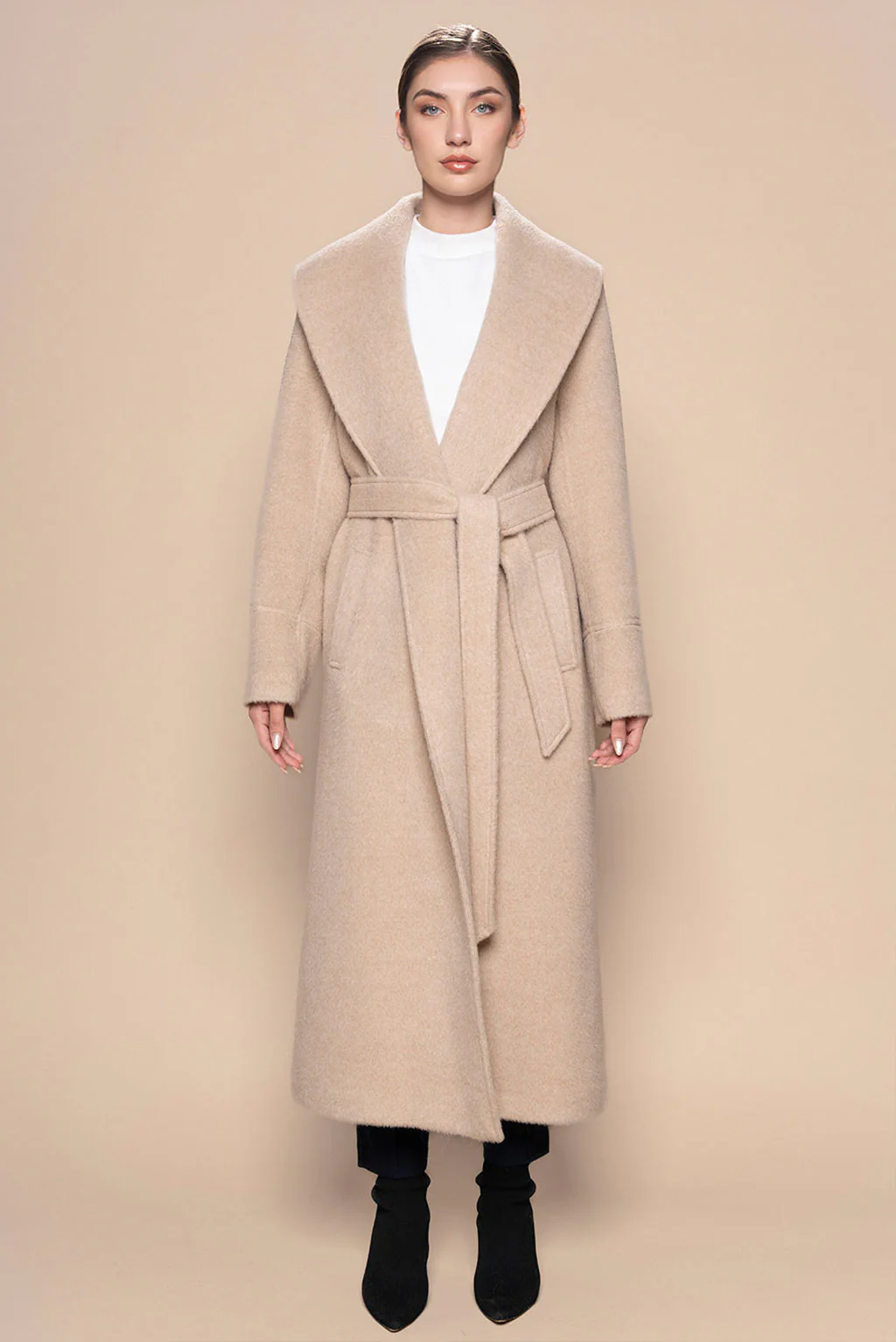 Long Belted Eco Alpaca Coat - Image 4