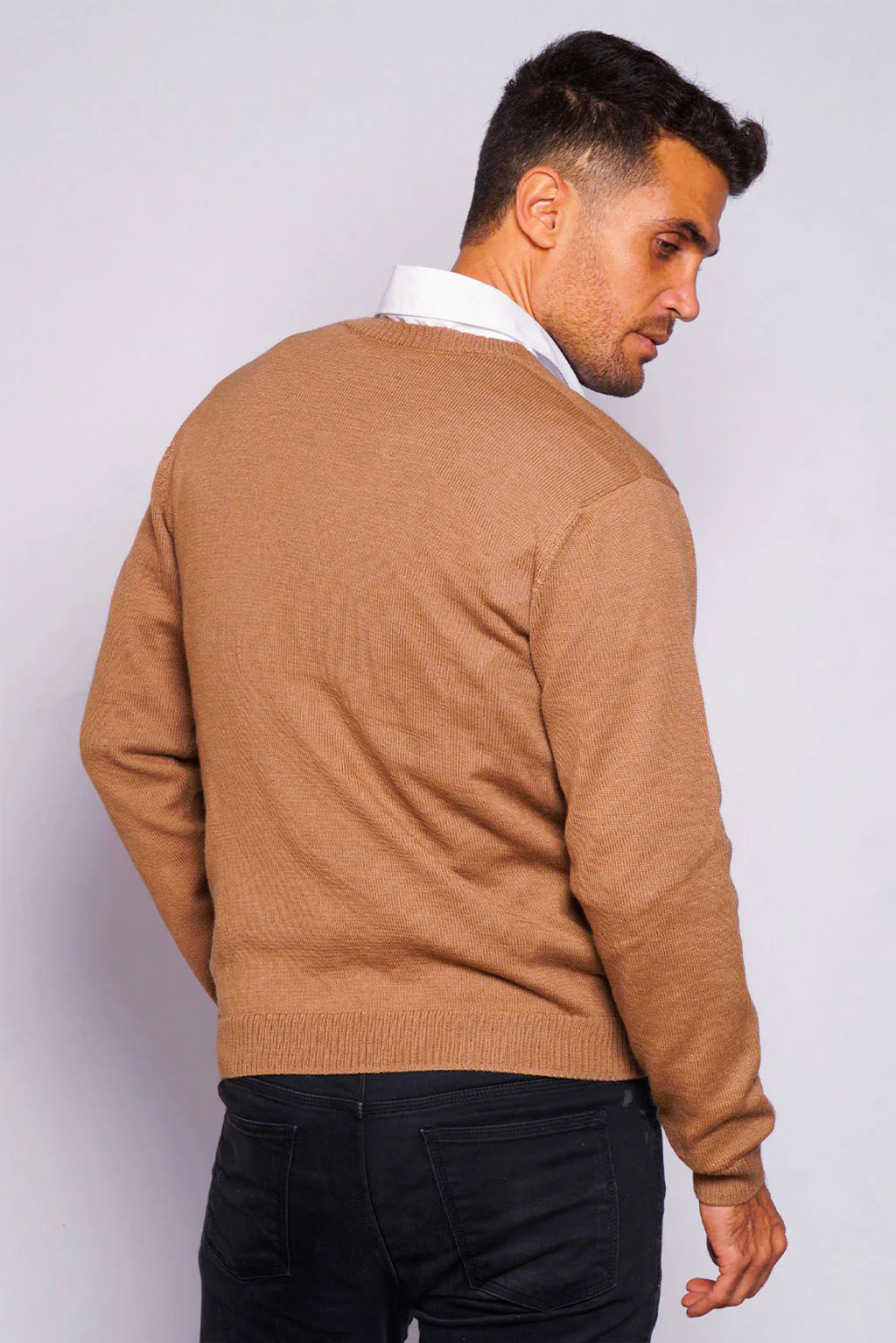Men's V-Neck Royal Alpaca Sweater - Image 4