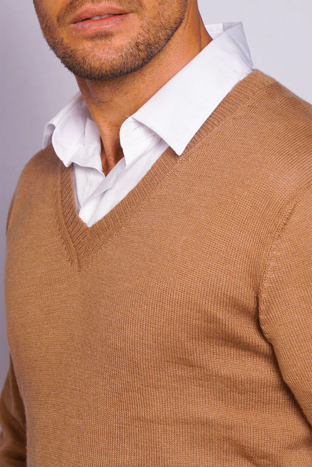 Men's V-Neck Royal Alpaca Sweater - Image 5