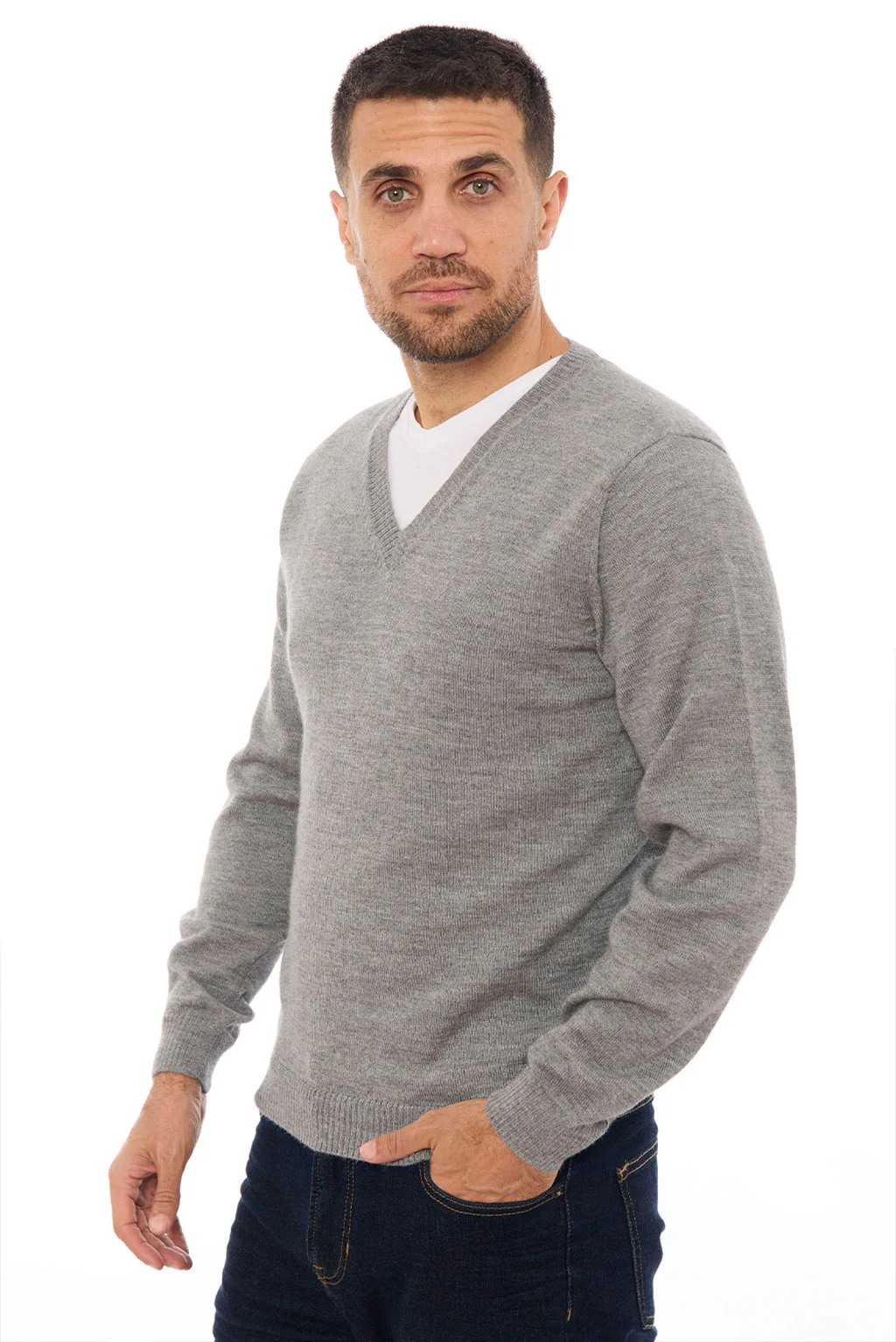 Men's V-Neck Royal Alpaca Sweater - Image 17