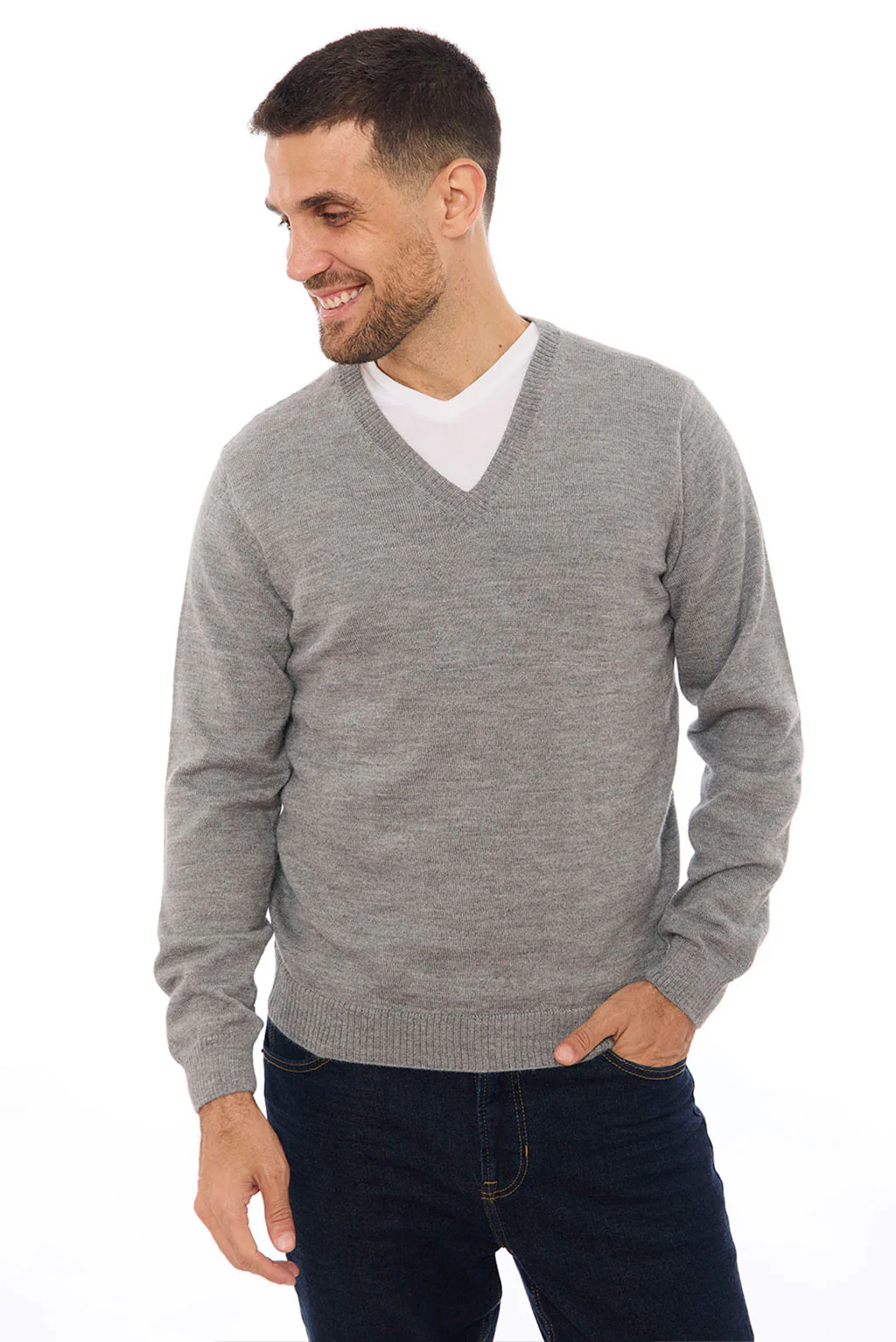 Men's V-Neck Royal Alpaca Sweater - Image 18