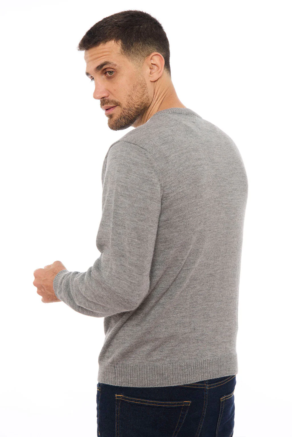 Men's V-Neck Royal Alpaca Sweater - Image 19