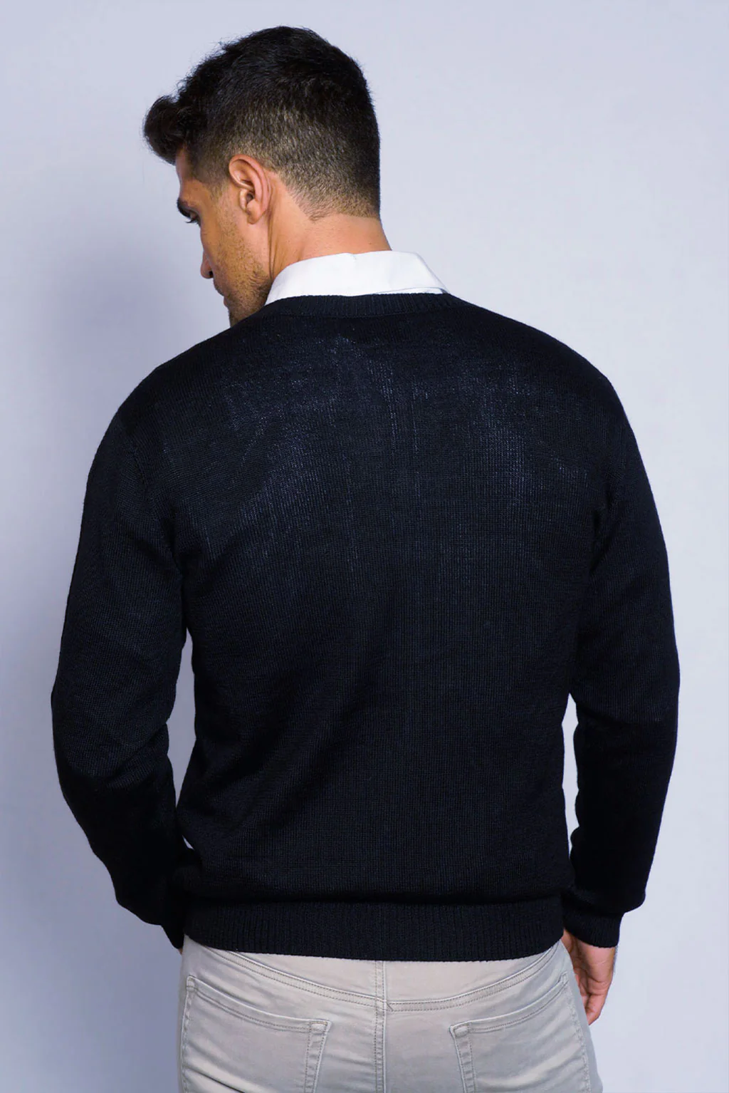 Men's V-Neck Royal Alpaca Sweater - Image 10