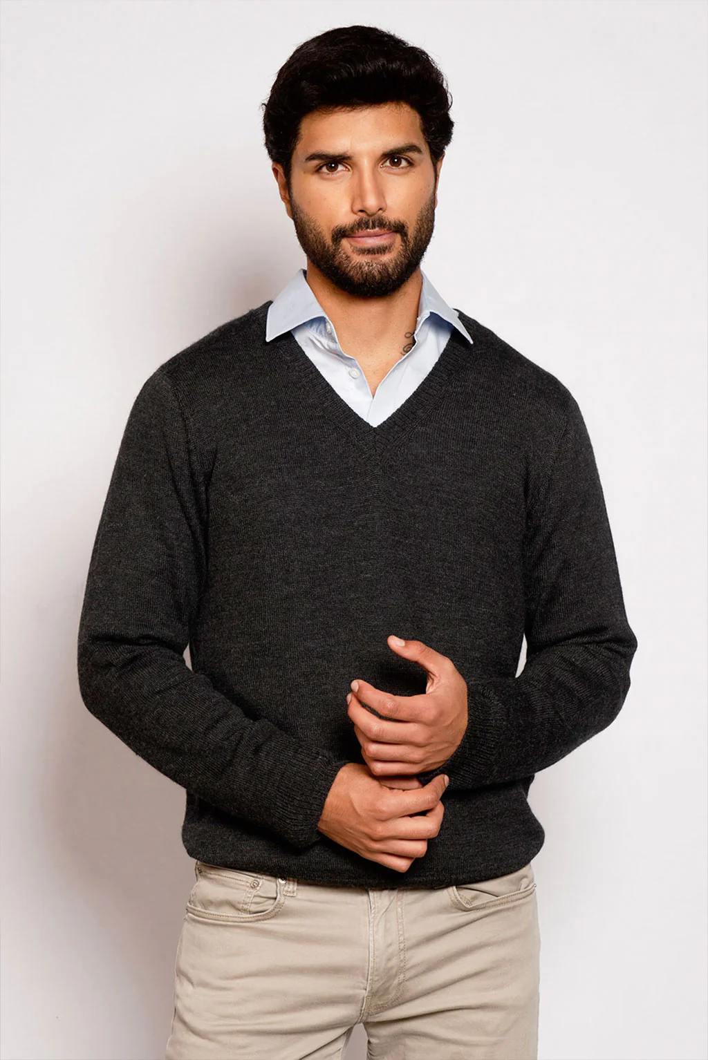 Men's V-Neck Royal Alpaca Sweater - Image 22