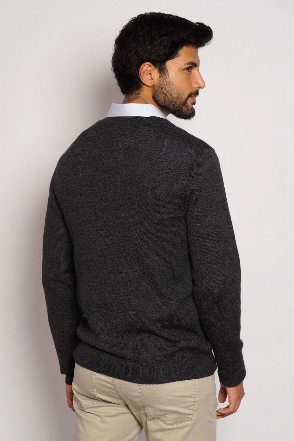 Men's V-Neck Royal Alpaca Sweater - Image 24