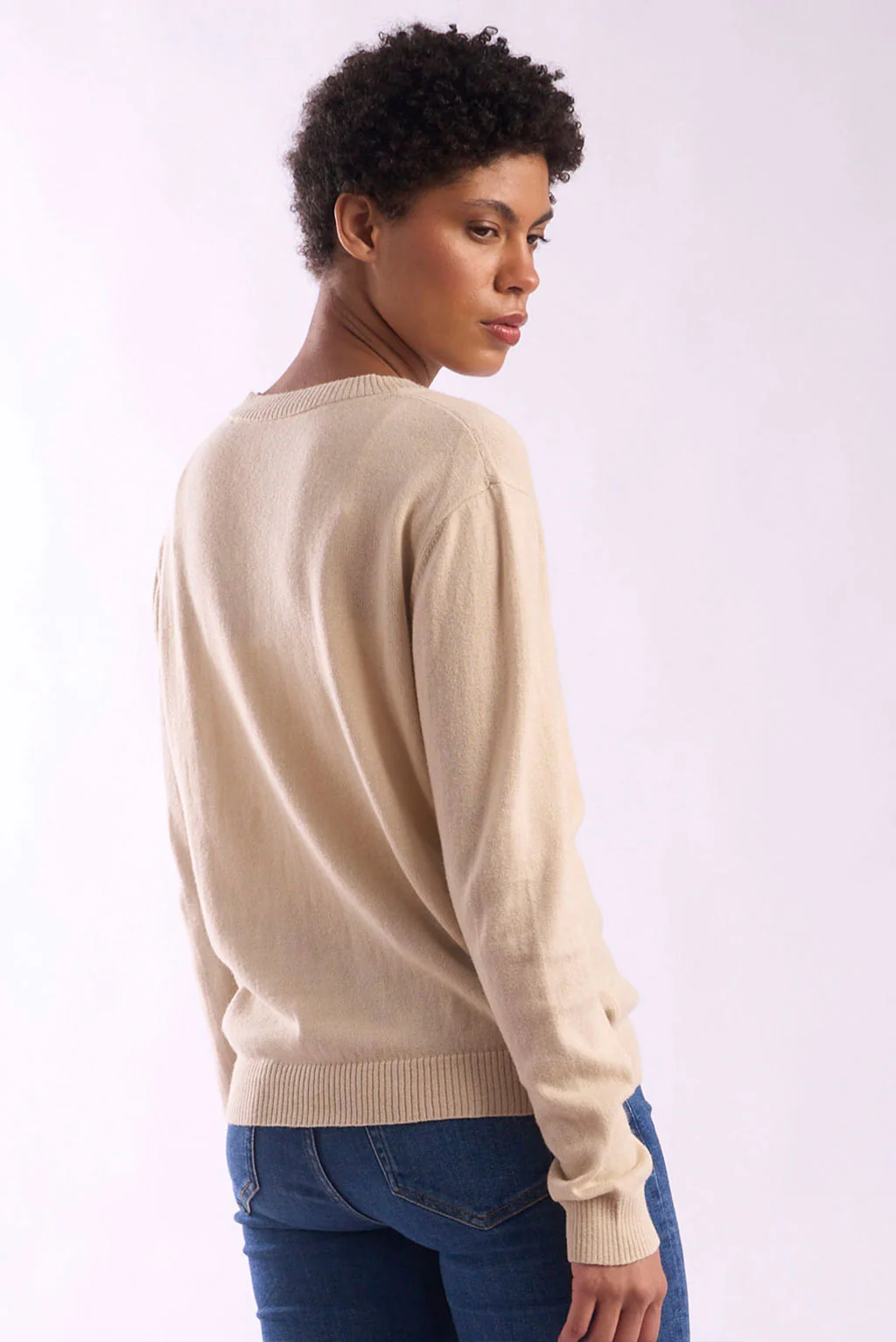 Women's V-Neck Cotton Sweater - Image 3