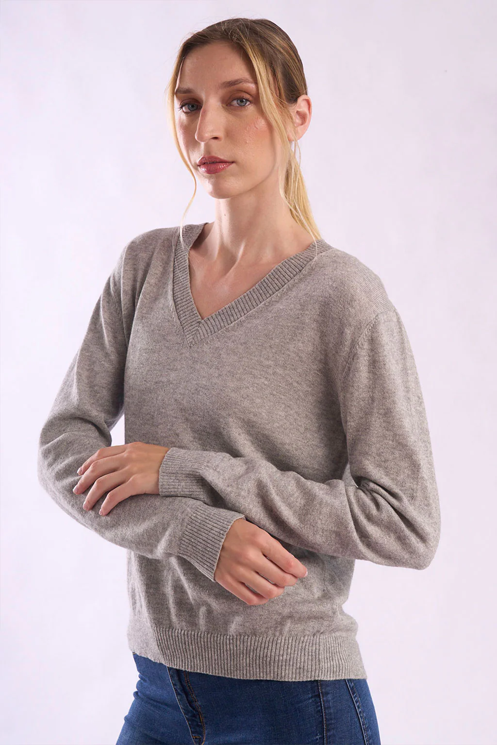 Women's V-Neck Cotton Sweater - Image 5